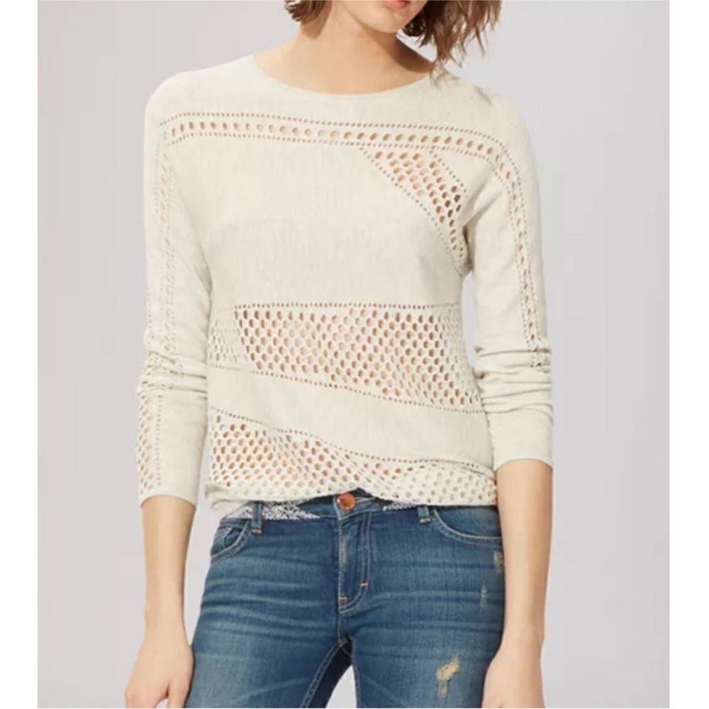 Maje Cream Knit Sweater with Cutout Details